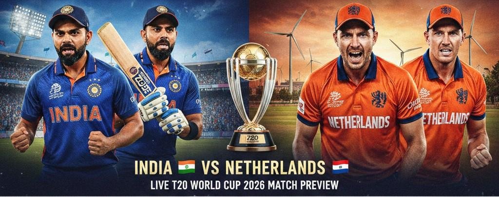 🇮🇳 INDIA VS NETHERLANDS 🇳🇱: LIVE T20 WORLD CUP 2026