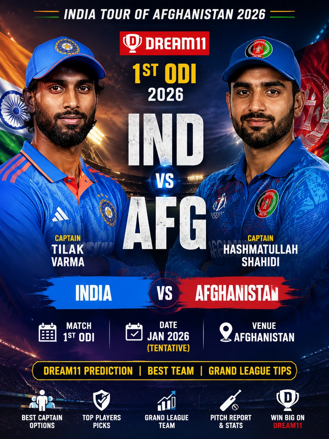 IND vs AFG Dream11 Prediction Today Match 2026 Dharamsala | betbhai.fun